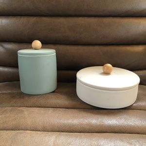 Studio McGee green pink ceramic set of 2 containers